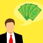 “Importance of money in life concept showing a businessman thinking about financial success and wealth”