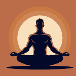 Man meditating in a peaceful pose with a warm background.