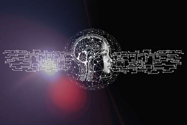 A futuristic digital human head connected to circuit patterns, representing advanced thinking, intelligence, and neural connectivity.