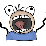 A frantic cartoon character with wide eyes and a gaping mouth raising their hands in panic, humorously illustrating the feeling of losing control when questioning: What Is Willpower?