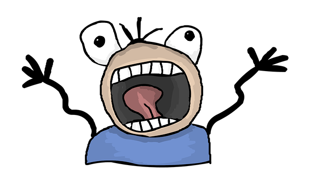 A frantic cartoon character with wide eyes and a gaping mouth raising their hands in panic, humorously illustrating the feeling of losing control when questioning: What Is Willpower?