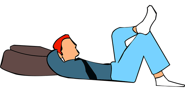 Minimalist illustration of a person lying down comfortably to rest, showcasing the importance of sleep and relaxation in managing stress according to the Anger Inside Out Guide.