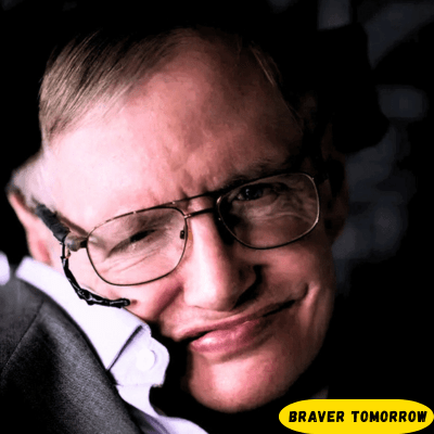 Stephen Hawking smiling in a close-up portrait, showing the power of the human mind and extraordinary intelligence.