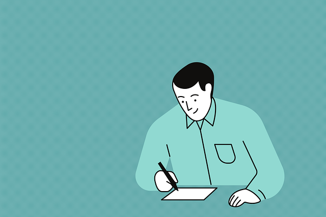 Minimalist illustration of a person focused on writing notes on paper at a clean desk for distraction-free studying.
