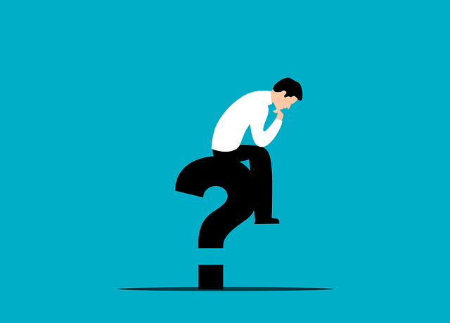 Illustration of a thoughtful person sitting on a large question mark, representing how to stop overthinking and overcome indecision.
